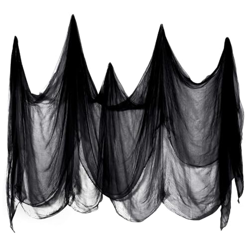 Vxcbad Halloween Deko Stoff Gruseliges Tuch Schwarz Gruseliges Tuch 84.6×196.9 inch Halloween Schwarz Party Haunted House Dekorationen Feines Mesh Dekoratives Gewebe Gruselige Szene Setup von Vxcbad