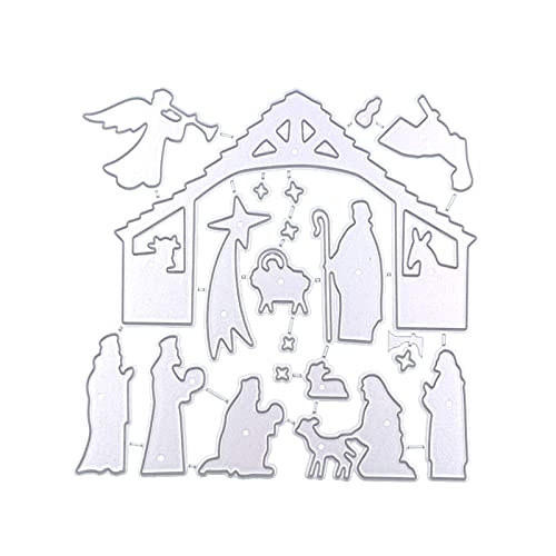 1 Set Weihnachtskrippen-Metall-Stanzschablone, Scrapbooking, Prägewerkzeug, Stanzformen, Weihnachtspapier, Karten-Vorlage 1 Set Weihnachtskrippen-Metall-Stanzschablone, Scrapbooking, Prägewerkzeug, Stanzformen, Weihnachtspapier, Karten-Vorlage von Vynetra