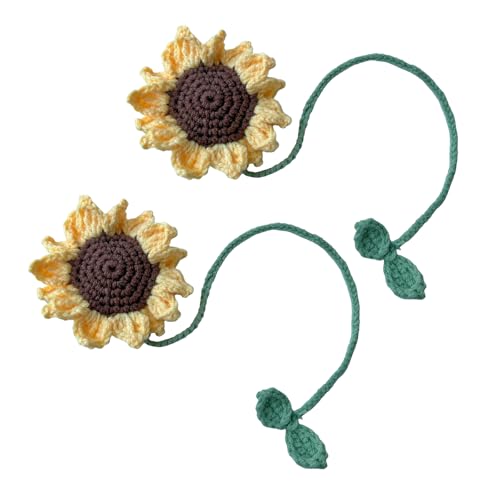 2 Stück gehäkelte Sonnenblumen-Anhänger fürs Auto, verspiegelt, handgefertigt, gestrickt, Blumenmuster, Tasche, Geldbörse, Charm, Vorhang, Krawatte, Heimdekoration, Auto-Hänge-Zubehör 2 Stück gehäkelte Sonnenblumen-Anhänger fürs Auto, verspiegelt, handgefertigt, gestrickt, Blumenmuster, Tasche, Geldbörse, Charm, Vorhang, Krawatte, Heimdekoration, Auto-Hänge-Zubehör von Vynetra