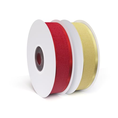 VynyQoo Satinband Einseitig Satin Band, Rot und Gold, 20mm von VynyQoo