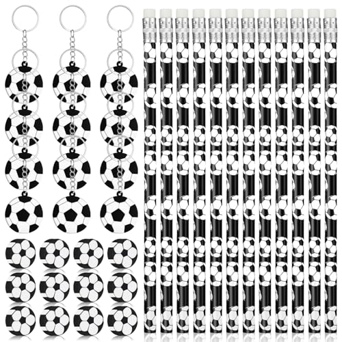 Vyuwast 36 Stück Fussball Mitgebsel Set, 12 Fußball Bleistifte + 12 Fußball Radiergummi + 12 Fußball Schlüsselanhänger, Fußball Mitgebsel Kindergeburtstag Gastgeschenke für Schule Schreibwaren Vyuwast 36 Stück Fussball Mitgebsel Set, 12 Fußball Bleistifte + 12 Fußball Radiergummi + 12 Fußball Schlüsselanhänger, Fußball Mitgebsel Kindergeburtstag Gastgeschenke für Schule Schreibwaren von Vyuwast