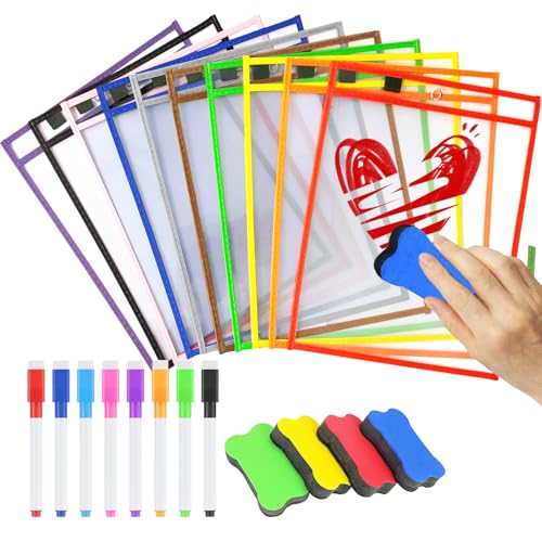 10 Stück Dry Erase Pockets Dry Erase Taschen a4 Dry Erase Taschen Dry Erase Dry Erase Mat Lehrerbedarf Wiederverwendbar Trocken Abwischbar Taschen Trocken A Bwischbar Taschen Schule Büro Abwischbar von W Rxkiocs