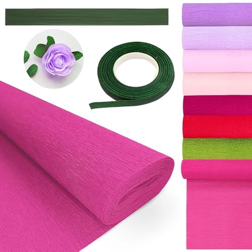 8 Farben Krepppapier Krepppapier Bunt Crepe Papier Krepppapier Rollen Floristenkrepp Krepp Krepp-Papier-Blumenpapier 25 * 250cm für Die Herstellung von Valentinstag-Blumen DIY Blumenpapier-Handwerk von W Rxkiocs