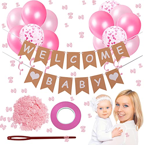 Willkommen Zuhause Welcome Home Baby Shower Deko 13PCS Baby Banner Banner It's A Girl Deko Pailletten Rosa Ballon Für Familie Zu Begrüßen Baby Mädchen Geeignet(Rosa) von W Rxkiocs