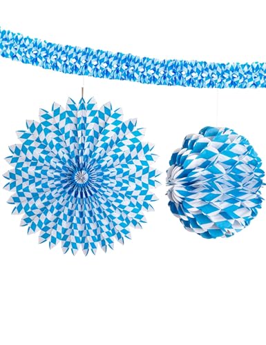 Widmann 02522 - Bayerisches Dekorationsset, Rosette Ø 70 cm, Wabenlampion Ø 28 cm, Boa Girlanden 3,5m, Volksfest, Bierfest von W WIDMANN MILANO Party Fashion