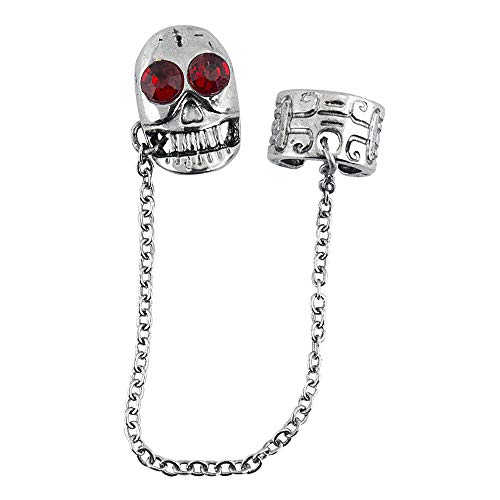 Widmann 2946K - Ohrring Totenkopf, 1 Ohrstecker mit Clip und Kette, rote Schmucksteine, Teufel, Hexe, Halloween, Karneval von W WIDMANN MILANO Party Fashion