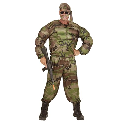 Widmann - Kostüm muskulöser Soldat, Muskelshirt, Hose und Stirnband, Karneval, Mottoparty von W WIDMANN MILANO Party Fashion