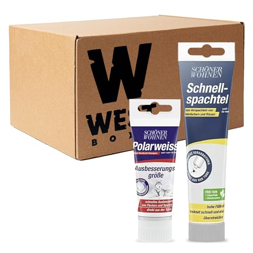 W West Boxx Set aus Schnellspachtel 100ml und Polarweiss Farbe 50ml, Ausbesserungsfarbe Weiß von W West Boxx