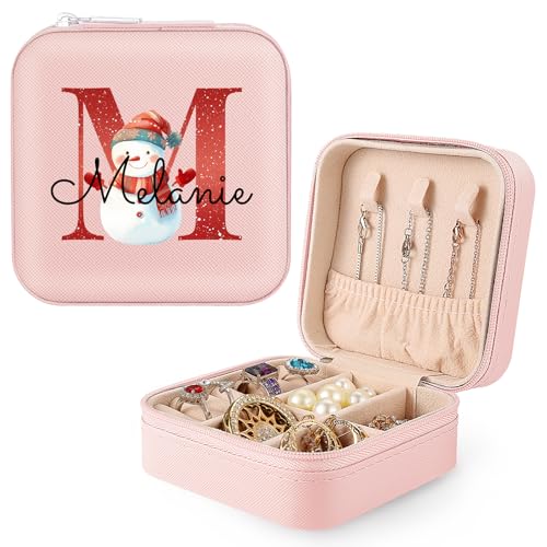 Personalisierte Schmuckschatulle, Reise-Schmuckschatulle, kleine Reise-Schmuck-Organizer, Aufbewahrungsbox für Frauen, Alphabet-Schmuckkästchen für Halsketten, Ohrringe, Ringe von WACAR