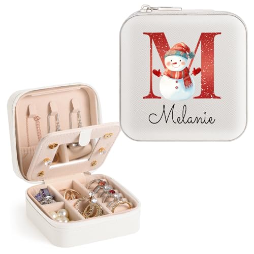 Personalisierte Schmuckschatulle, Reise-Schmuckschatulle, kleine Reise-Schmuck-Organizer, Aufbewahrungsbox für Frauen, Alphabet-Schmuckkästchen für Halsketten, Ohrringe, Ringe von WACAR