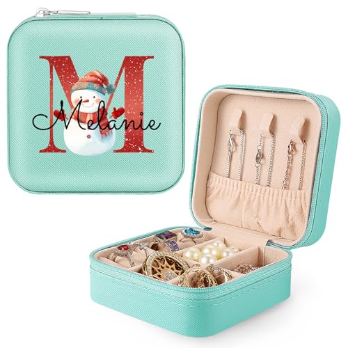 Personalisierte Schmuckschatulle, Reise-Schmuckschatulle, kleine Reise-Schmuck-Organizer, Aufbewahrungsbox für Frauen, Alphabet-Schmuckkästchen für Halsketten, Ohrringe, Ringe von WACAR