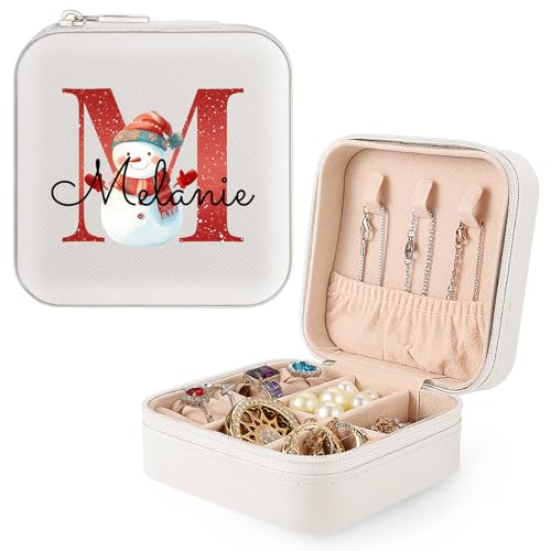 Personalisierte Schmuckschatulle, Reise-Schmuckschatulle, kleine Reise-Schmuck-Organizer, Aufbewahrungsbox für Frauen, Alphabet-Schmuckkästchen für Halsketten, Ohrringe, Ringe von WACAR