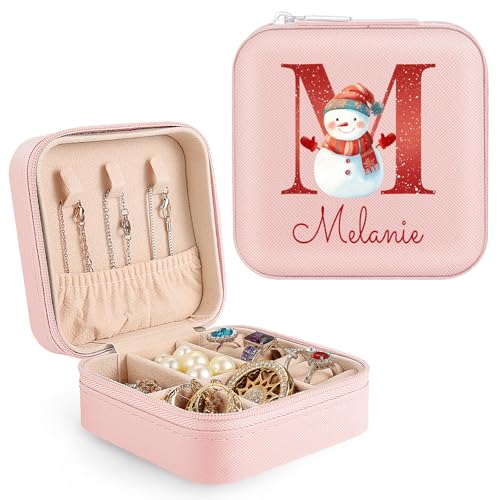 Personalisierte Schmuckschatulle, Reise-Schmuckschatulle, kleine Reise-Schmuck-Organizer, Aufbewahrungsbox für Frauen, Alphabet-Schmuckkästchen für Halsketten, Ohrringe, Ringe von WACAR