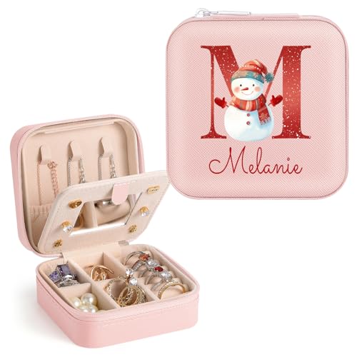 Personalisierte Schmuckschatulle, Reise-Schmuckschatulle, kleine Reise-Schmuck-Organizer, Aufbewahrungsbox für Frauen, Alphabet-Schmuckkästchen für Halsketten, Ohrringe, Ringe von WACAR