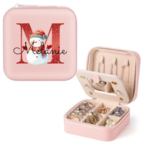 Personalisierte Schmuckschatulle, Reise-Schmuckschatulle, kleine Reise-Schmuck-Organizer, Aufbewahrungsbox für Frauen, Alphabet-Schmuckkästchen für Halsketten, Ohrringe, Ringe von WACAR