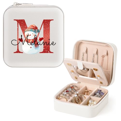 Personalisierte Schmuckschatulle, Reise-Schmuckschatulle, kleine Reise-Schmuck-Organizer, Aufbewahrungsbox für Frauen, Alphabet-Schmuckkästchen für Halsketten, Ohrringe, Ringe von WACAR