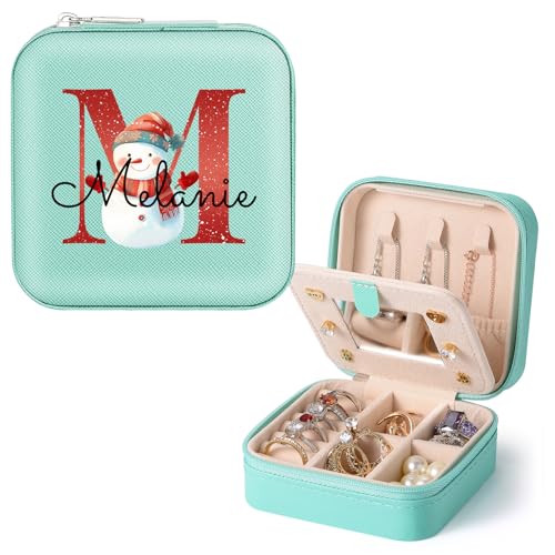 Personalisierte Schmuckschatulle, Reise-Schmuckschatulle, kleine Reise-Schmuck-Organizer, Aufbewahrungsbox für Frauen, Alphabet-Schmuckkästchen für Halsketten, Ohrringe, Ringe von WACAR