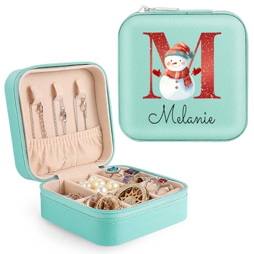 Personalisierte Schmuckschatulle, Reise-Schmuckschatulle, kleine Reise-Schmuck-Organizer, Aufbewahrungsbox für Frauen, Alphabet-Schmuckkästchen für Halsketten, Ohrringe, Ringe von WACAR