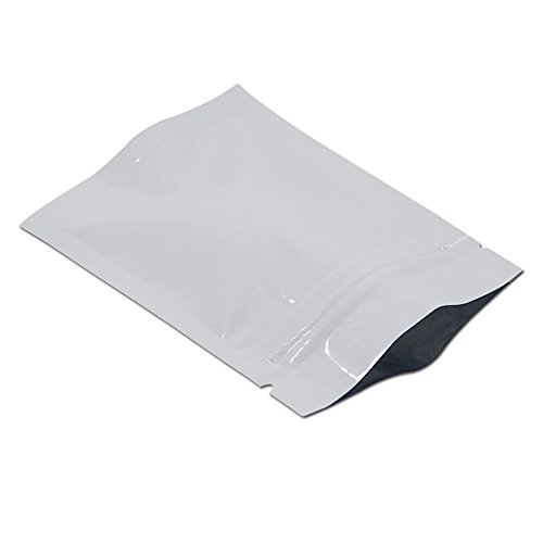 WACCOMT Pack 100 Stück Mylar Flache Beutel Aluminiumfolie Heißsiegelbare Lebensmittel Kaffee Probe Lagerung Tasche mit Reißkerbe (Weiß, 7.5x10cm (2.9x3.9 inch)) von WACCOMT Pack