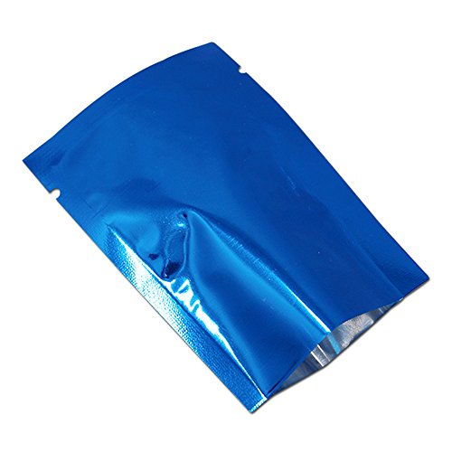 WACCOMT Pack 200 Stück Farbig Mylar Folie Obere Öffnung Versiegelbare Beutel Vakuum Heißsiegelbeutel für Lebensmittel Verpackungen mit Reißkerben (Blau, 5x7cm (1.9x2.7 inch)) von WACCOMT Pack