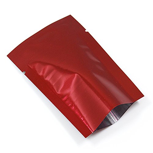 WACCOMT Pack 200 Stück Farbig Mylar Folie Obere Öffnung Versiegelbare Beutel Vakuum Heißsiegelbeutel für Lebensmittel Verpackungen mit Reißkerben (Rot, 5x7cm (1.9x2.7 inch)) von WACCOMT Pack