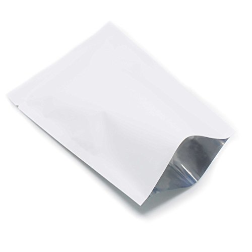 WACCOMT Pack 200 Stück Flache Open Top Mylar Beutel Vakuumversiegelbar Langfristige Aufbewahrung von Lebensmitteln Matter Folie Beutel Heißversiegelbar mit Aufreißkerbe (5x8cm(1.97x3.15inch), Weiß) von WACCOMT Pack