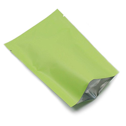 WACCOMT Pack 200 Stück Flache Open Top Mylar Beutel Vakuumversiegelbar Langfristige Aufbewahrung von Lebensmitteln Matter Folie Beutel Heißversiegelbar mit Aufreißkerbe (7x10cm(2.76x3.94 inch), Grün) von WACCOMT Pack