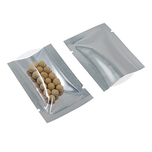 WACCOMT Pack 200 Stück Mylar Foil Open Top Vakuum Versiegelbare Beutel Lebensmittel Verpackung Aluminiumfolien Tüten mit Tear Notch Kleine Probenverpackung 10x15cm(3.9x5.9 zoll) von WACCOMT Pack