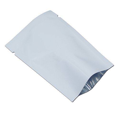 WACCOMT Pack 200 Stücke Farbig Mylar Folie Obere Öffnung Versiegelbare Beutel Vakuum Heißsiegelbeutel für Lebensmittel Verpackungen mit Reißkerben (Weiß, 6x9cm (2.3x3.5 inch)) von WACCOMT Pack