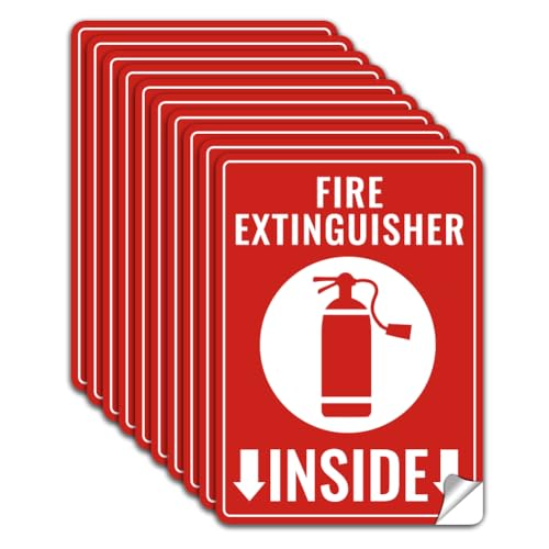 WADORN 10 x Aufkleber Mit Der Aufschrift „Feuerlöscher Innen“. PVC Wasserdicht Feuerlöscher Innen Warnung Aufkleber Aufkleber Für Shop Outdoor Wand Glas 13x18cm von WADORN