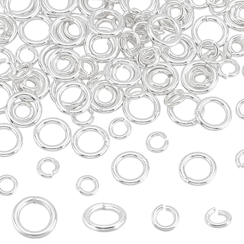 WADORN 100 Stück 925 Biegeringe Aus Sterlingsilber Zur Schmuckkennzeichnung, 24 Gauge 2.5mm Runde Offene Jump Lock Ringe 4mm Silber Geschlossene O Ringe Verbinder Für DIY Halskette Armband Ohrringe von WADORN