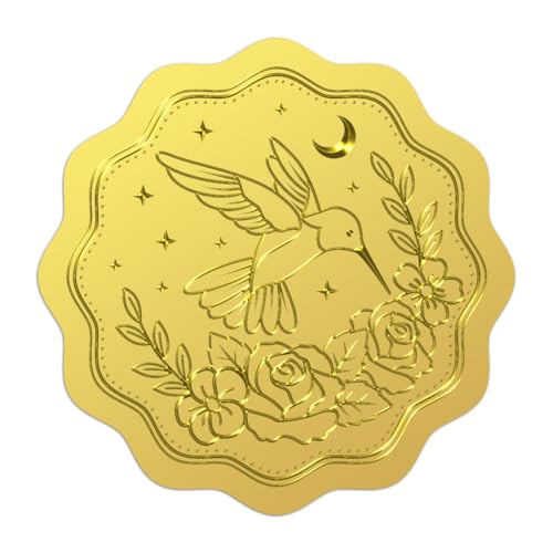 WADORN 100 Stück Briefumschlagsiegel Mit Kolibri Prägung In Gold 5cm Kranz Selbstklebende Zertifikatsiegelaufkleber Runde Geprägte Foliensiegel Für Geburtstags Hochzeitseinladungen Umschläge Karten WADORN 100 Stück Briefumschlagsiegel Mit Kolibri Prägung In Gold 5cm Kranz Selbstklebende Zertifikatsiegelaufkleber Runde Geprägte Foliensiegel Für Geburtstags Hochzeitseinladungen Umschläge Karten von WADORN