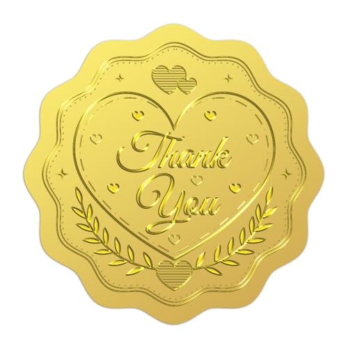 WADORN 100 Stück Dankeschön Aufkleber Aus Goldfolie, 5cm Danke Goldprägung Briefumschläge Rund Selbstklebend Geprägte Siegeletiketten Für DIY Bastelarbeiten Partyeinladungen Grußkarten WADORN 100 Stück Dankeschön Aufkleber Aus Goldfolie, 5cm Danke Goldprägung Briefumschläge Rund Selbstklebend Geprägte Siegeletiketten Für DIY Bastelarbeiten Partyeinladungen Grußkarten von WADORN