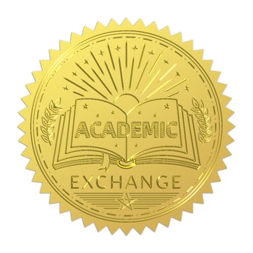 WADORN 100 Stück Goldfolienaufkleber Für Akademische Austauschbücher. 5cm Vintage Academic Exchange Gold Geprägte Umschläge Versiegelt Bücher Selbstklebende Geprägte Siegeletiketten Für Auszeichnungen von WADORN