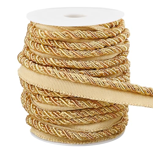 WADORN 12.5m Twist Lip Cord Trim, 17mm Polyester Twist Trim Cord Rope Upholstery Trim Cord Rope Ribbon Für DIY Handwerk Dekoration Polster Vorhang Raffhalter, Gold von WADORN