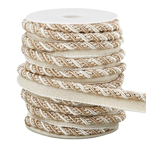 WADORN 12.5m Twist Lip Cord Trim, 17mm Polyester Twist Trim Cord Rope Upholstery Trim Cord Rope Ribbon Für DIY Handwerk Dekoration Polster Vorhang Raffhalter, Weiß von WADORN