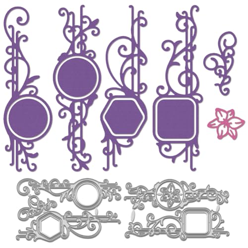 WADORN 2 Stück Dekorative Metall Stanzformen Mit Blumenrahmen Metall Stanzschablonen Für Vintage Fotorahmen Blumenspitze Eckbordüre Karbonstahl Prägewerkzeug Schnittschablonen Für DIY Scrapbooking von WADORN