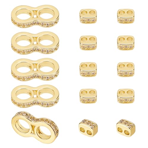 WADORN 2 Styles Echte 18K Vergoldete Distanzperlen, 15 Stück Messing Rhinstone Micro Pave Kubische Spacer Perlen 1.8-5mm Loch Vergoldet Rondelle Spacer Lose Perlen Für Die Schmuckherstellung von WADORN