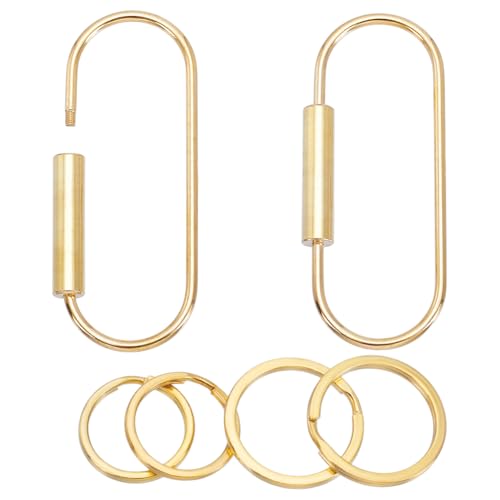 WADORN 2 x Messing-Schlüsselring-Schraubschloss, Messing-Schraubverschluss, Ellipsenform, Universal-Schlüsselbund-Clips mit ovalen Messing-Schraubverschlüssen für Büro, Zuhause, DIY, Auto, Geldbörse, von WADORN