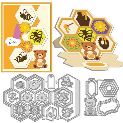 WADORN 2 x Stanzschablone Mit Bienenrahmen. Metall Stanzformen Mit Bienen Und Honigmotiv Für Alben Dekorative Prägungen Papierschablonen Zum Selbermachen von Karten Scrapbooking Vorlagen von WADORN