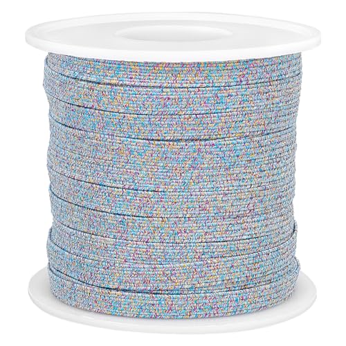 WADORN 24 Yards DIY Nähen Gummiband, 6 mm Flache Elastische Kordel Aus Polyester, Glitzerndes Geflochtenes Band, Dehnbare Elastische Kordel Für Bastelprojekte, Hosen, Kleider, Röcke, Farbig von WADORN