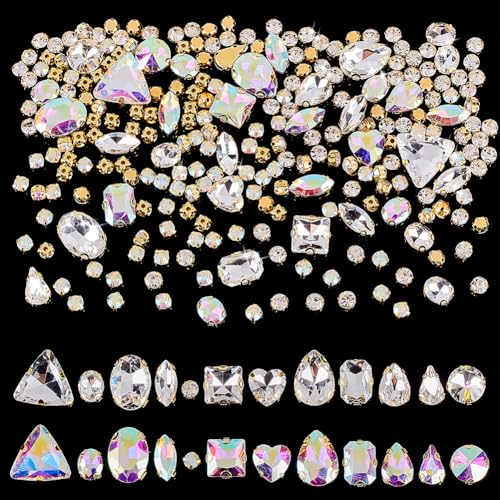 WADORN 260 Stück 12 Styles Glas Nähen auf Strass Klaue, Herz Teardrop Runde Transparent Kristall AB Flatback Klaue Einstellung Strass Facettiert Nähen Kristall Cabochons für Kleidungsstück Schmuck WADORN 260 Stück 12 Styles Glas Nähen auf Strass Klaue, Herz Teardrop Runde Transparent Kristall AB Flatback Klaue Einstellung Strass Facettiert Nähen Kristall Cabochons für Kleidungsstück Schmuck von WADORN