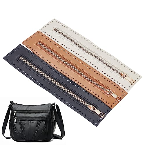 WADORN 3 Farben PU-Leder-Reißverschluss Zum Nähen, 27 cm Lange Handtasche, Metall-Trennreißverschlüsse, Rahmen, Taschen, Zubehör Zum Stricken, Häkeln, Taschen Für DIY-Geldbeutel, Nähen, Bastelprojekte von WADORN