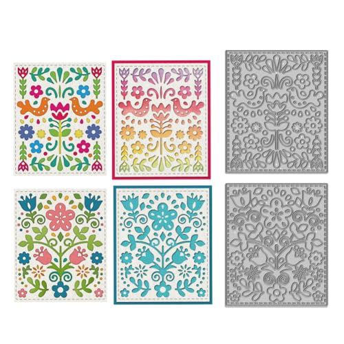 WADORN 3D Blumenblättern Stanzformen Für Karten, Blumenmotiven Metall Stanzschablonen Für Frühling Sommer Wildblumen Blätter Blüten Prägevorlage Aus Karbonstahl Für DIY Scrapbooking Karten von WADORN