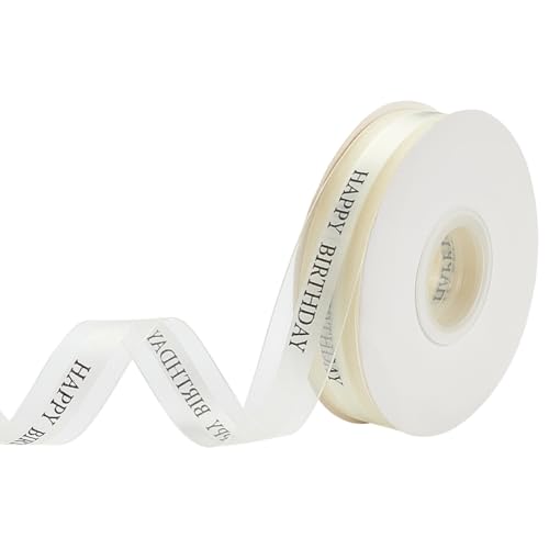WADORN 41.15 m 23mm Chiffonband Happy Birthday, Chiffon Satinband Zum Verpacken von Geschenken Geburtstagsdekoration Band Für Blumensträuße Schleifen Tortenschachteln Geschenkverpackungen, Blumenweiß WADORN 41.15 m 23mm Chiffonband Happy Birthday, Chiffon Satinband Zum Verpacken von Geschenken Geburtstagsdekoration Band Für Blumensträuße Schleifen Tortenschachteln Geschenkverpackungen, Blumenweiß von WADORN