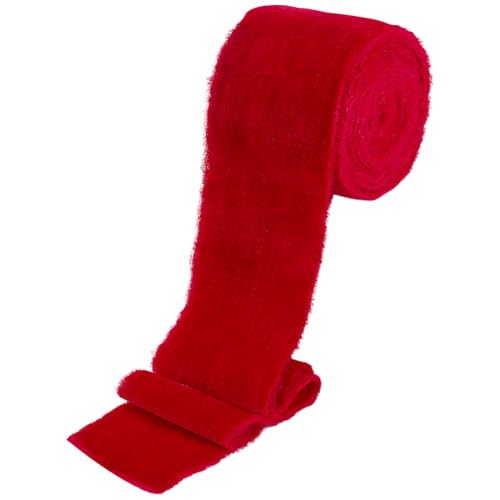 WADORN 5.49 m Rotes Samtband, 76mm Handgemachtes Fransen Samtband Mit Ausgefransten Fransen Vintage Seidensamtband Mit Rohkanten Rustikales Fransenband Für Blumenstrauß Kleid Hochzeitsgeschenk von WADORN