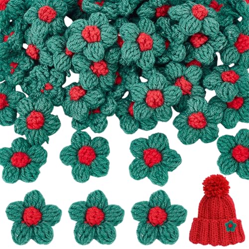 WADORN 50 Stück Blumen zum Aufnähen, gehäkelte Blütenblätter, handgefertigte Applikationen für Kleidung, Flicken, Dekoration, gestrickte Blumenapplikationen, Patches, Kostüm-Zubehör für Heimwerker, von WADORN