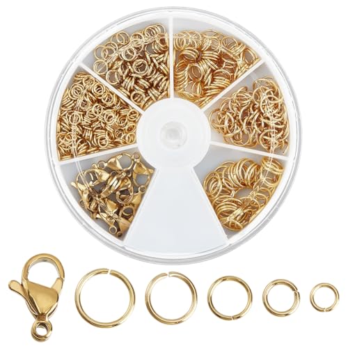WADORN 540 Stück 5 Stile 18 Karat Vergoldete Karabinerverschlüsse Biegeringe, 304 Edelstahl 530 Stück 4mm 5mm 6mm 7mm 8mm Offene Biegeringe 10 Stück 12x7x3.5mm Schmuckverschlüsse Für DIY Armbänder WADORN 540 Stück 5 Stile 18 Karat Vergoldete Karabinerverschlüsse Biegeringe, 304 Edelstahl 530 Stück 4mm 5mm 6mm 7mm 8mm Offene Biegeringe 10 Stück 12x7x3.5mm Schmuckverschlüsse Für DIY Armbänder von WADORN