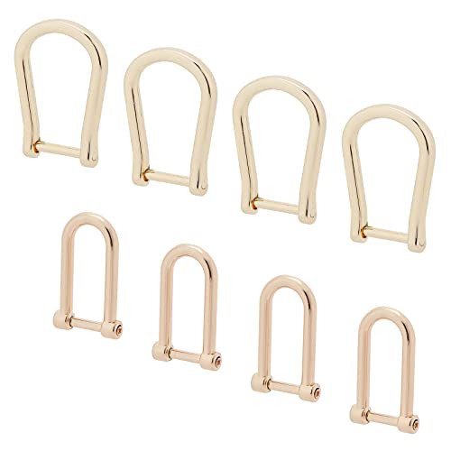 WADORN 8 Pack D-Ringe Für Geldbörsen, 2 Stil D-Ringe Zum Einschrauben des Schäkels Mit Verschlussschraube Schäkel Hufeisen U-Form D-Ring Für DIY Lederhandwerk Schlüsselhalter Geldbörse Zubehör von WADORN