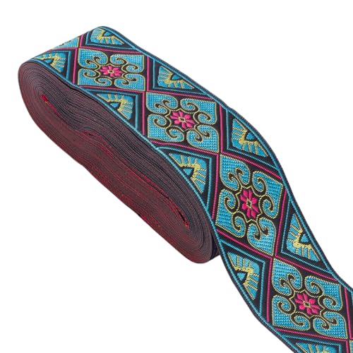 WADORN 9 m Boho Jacquardbandbesatz 50mm Vintage Gurtband Mit Stickerei Und Blumenmuster Zum Nähen Basteln Heimdekoration Hochzeitsgeschenkverpackung (Rosa) von WADORN